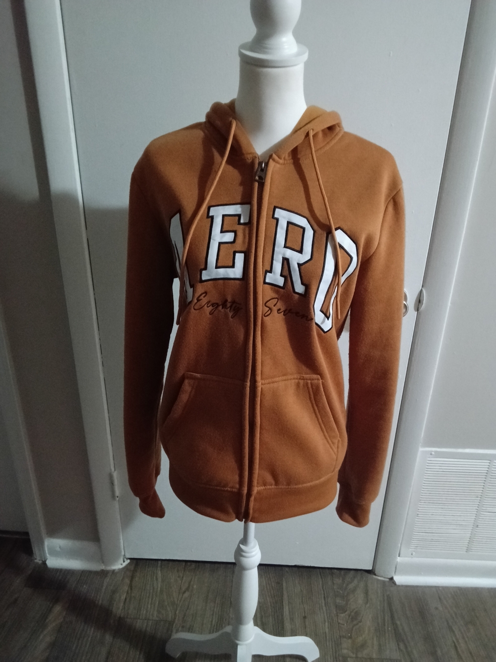 Aeropostale Rust Orange Zip-Up Hoodie Sweater